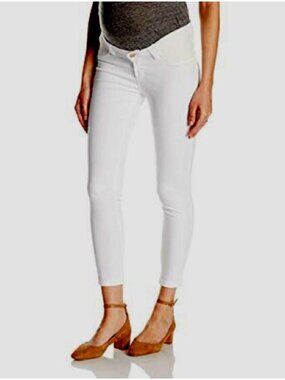Ripe Women's Maternity White Ankle Jeans Jeggings Skinny straight leg Size 8 Med